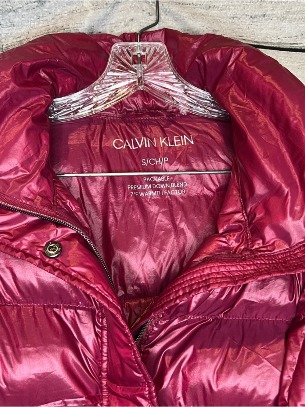 Calvin Klein Raspberry Pink Burgandy Packable Down Quilted Puffer Jacket Coat - Picture 5 of 12